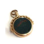 Antique 9ct gold agate spinning watch chain fob weight 6.6g