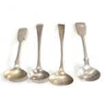 Selection of 4 antique silver mustard spoons weight 40g