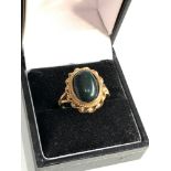 9ct gold bloodstone cabochon ring weight 5.6g