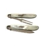 Antique silver & mop knife and fork both have victorian silver hallmarks matching mop handles with