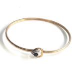 9ct gold diamond & sapphire heart set bangle weight 5.8g