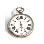 Antique silver open face fusee pocket the watch is ticking but no warranty given