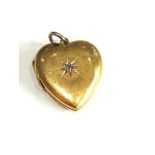 Antique 15ct gold diamond heart locket weight 3.4g measures approx 2.4cm drop by 2.1cm wide