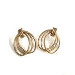 Large modernist 9ct gold earrings measures approx 3.7cm drop by 3.1cm weight 6.3g