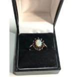 9ct gold opal & sapphire halo ring weight 2.5g