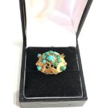 18ct gold turquoise cocktail ring, missing stones weight 5.6g