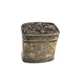 Antique Dutch silver peppermint box measures approx 4cm high and 4cm by 3cm age related wear dent