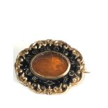 9ct gold early victorian enamelled mourning brooch 'IN MEMORY OF' with inscription on reverse 1857