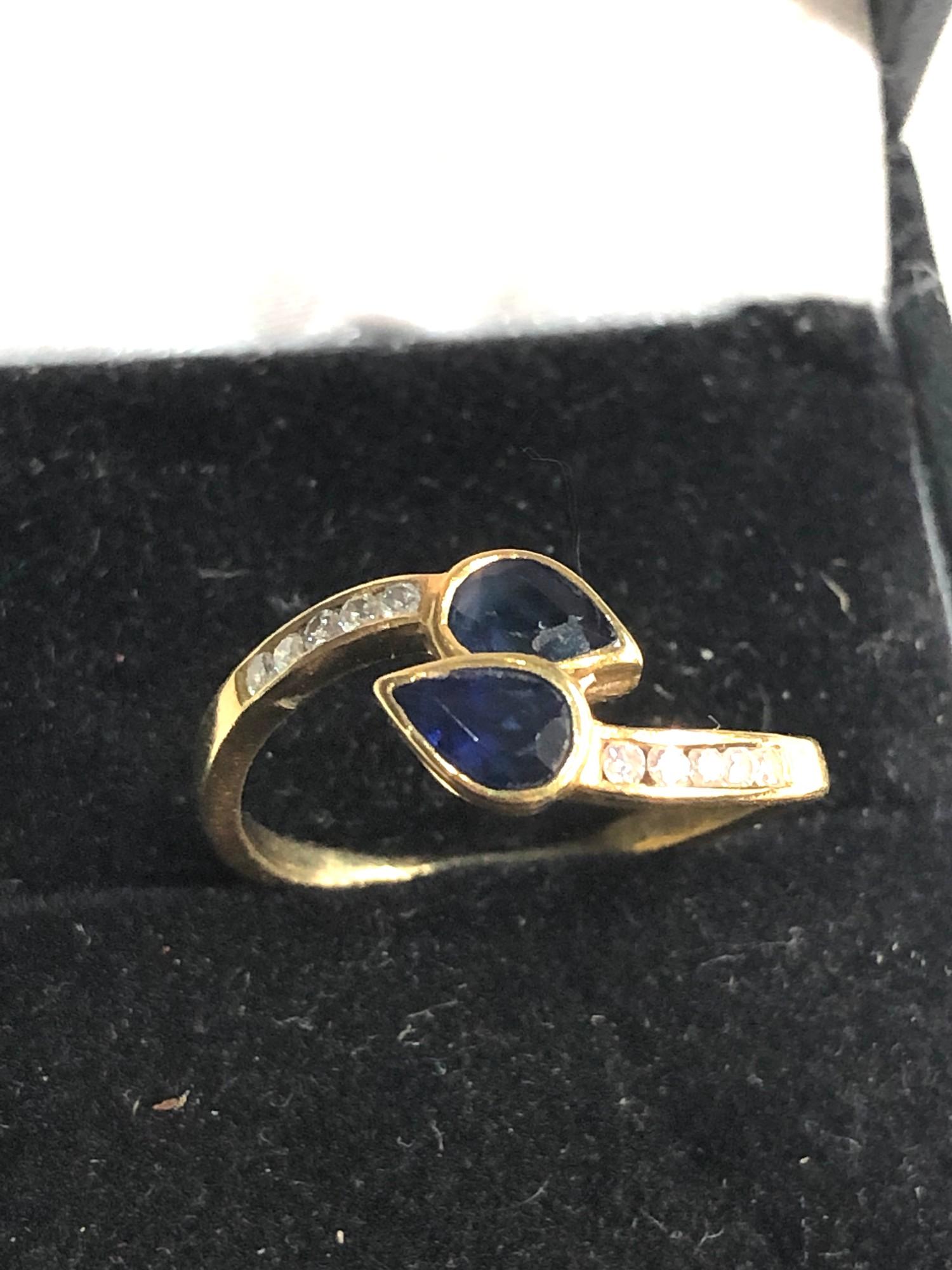 18ct gold sapphire & diamond wrap ring weight 3g - Image 2 of 4