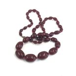 Cherry amber / bakelite bead necklace good internal streaking weight 41g