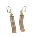 18ct gold drop tri colour gold earrings weight 4.4g measure approx 5.2cm drop