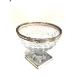 Antique georgian silver mounted cut glass sweetmeat vase later silver mount to base measures