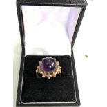 14ct gold amethyst cabochon cocktail ring weight 5.4g