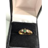 15ct gold antique emerald & pearl ring, missing seed-pearl weight 1.8g