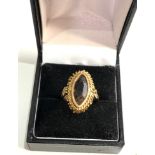 14ct gold ornate smoky quartz cocktail ring weight 7.5g
