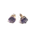 9ct gold amethyst stud earrings weight 3.1g