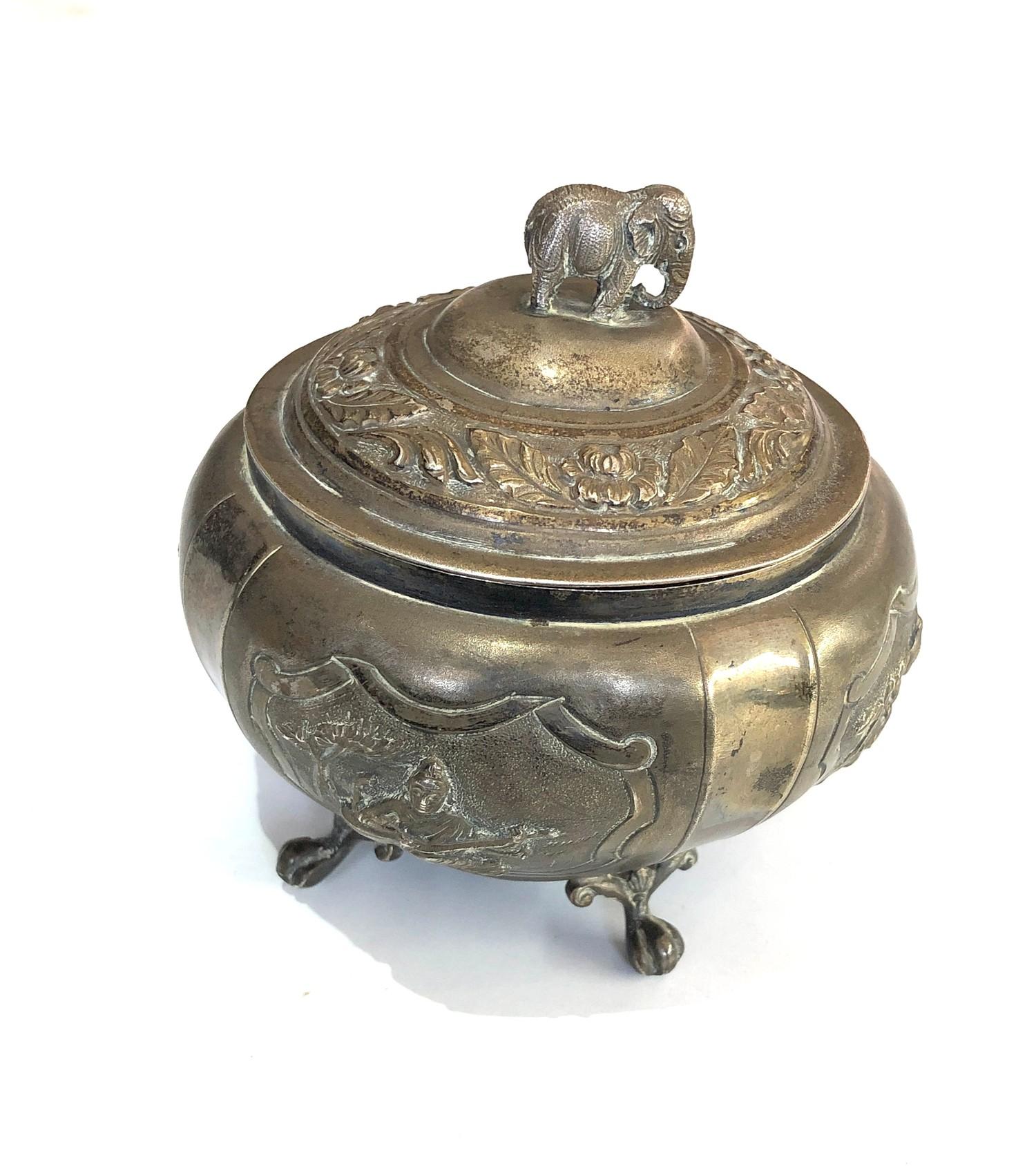 Indian silver lidded bowl measures approx 9.5cm dia height 9.7cm