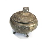 Indian silver lidded bowl measures approx 9.5cm dia height 9.7cm