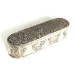 Antique Dutch silver tobacco box the hinged cover chased with scenes measures approx 16cm by 5cm 3.