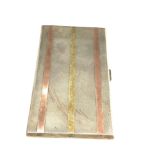 Engine turned silver and gold striped cigarette case weight 180g