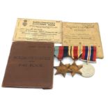 ww2 mounted medals with soldiers service book etc to stanley evans manchester