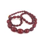 Cherry amber / bakelite bead necklace type no internal streaking weight 56g