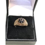 9ct gold 1970s textured sapphire cluster ring weight 4.1g