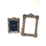 2 vintage silver picture frames largest measures approx 20cm by 14cm age related wear mark