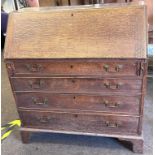 Period oak 4 drawer bureau, overall measurements: Height: 44 inches, Depth 20 inches, Width 40