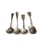 Selection of 4 antique silver mustard spoons weight 47g