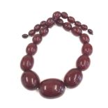 Cherry amber / bakelite bead necklace good internal streaking weight 66g