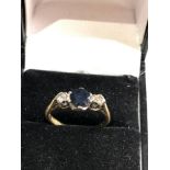 18ct gold sapphire & diamond trilogy ring weight 3.1g