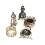 Selection of silver cruet items salts mustard etc silver weight 120g