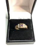 9ct gold amethyst & diamond ring weight 3.3g