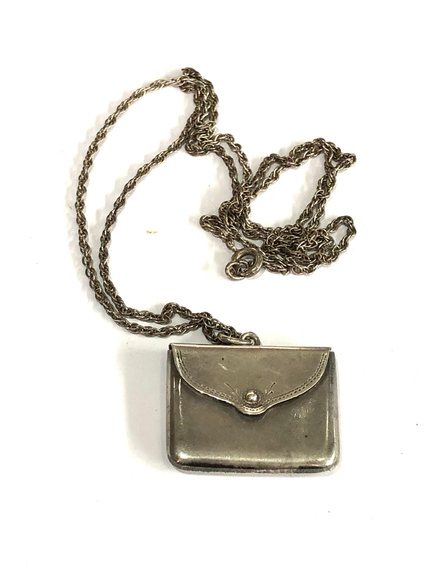 Antique silver stamp envelope on chain