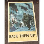 English poster advertising a British commando raid on a german held port in Norway BACK THEM UP