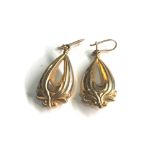 9ct gold large puffed earrings measure approx 3.9cm drop by 1.8cm wide weight 3.4g