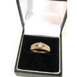 Vintage 9ct gold diamond solitaire hammered texture ring weight 3.3g