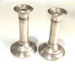 Pair of silver candlesticks measures approx 13cm tall weighted bases Birmingham silver hallmarks