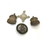 Selection of silver military badges etc