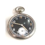 WW11 Bravingtons London G.S.T.P military issued pocket watch winds and ticks but no warranty given