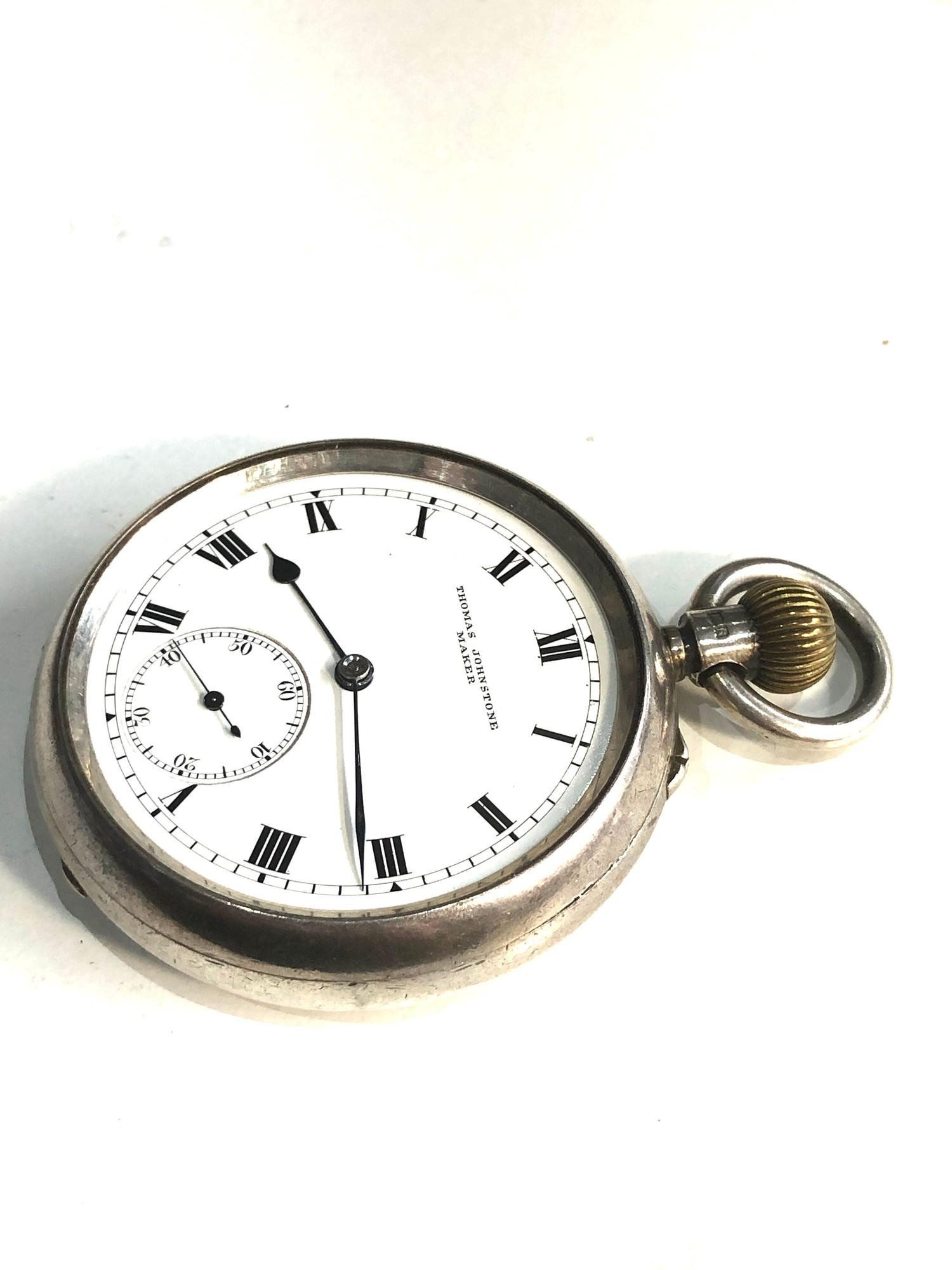 Antique silver open face pocket thomas johnstone glasgow the watch is ticking but no warranty - Image 2 of 5