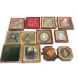 Selection of partially cased Victorian Ambrotype portrait photographs