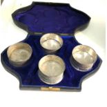 4 Victorian silver salts in original box in unclean condition stain marks etc missing spoons