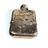 Antique silver hip flask sheffield silver hallmarks weight 187g measures approx 14cm by 8.5cm