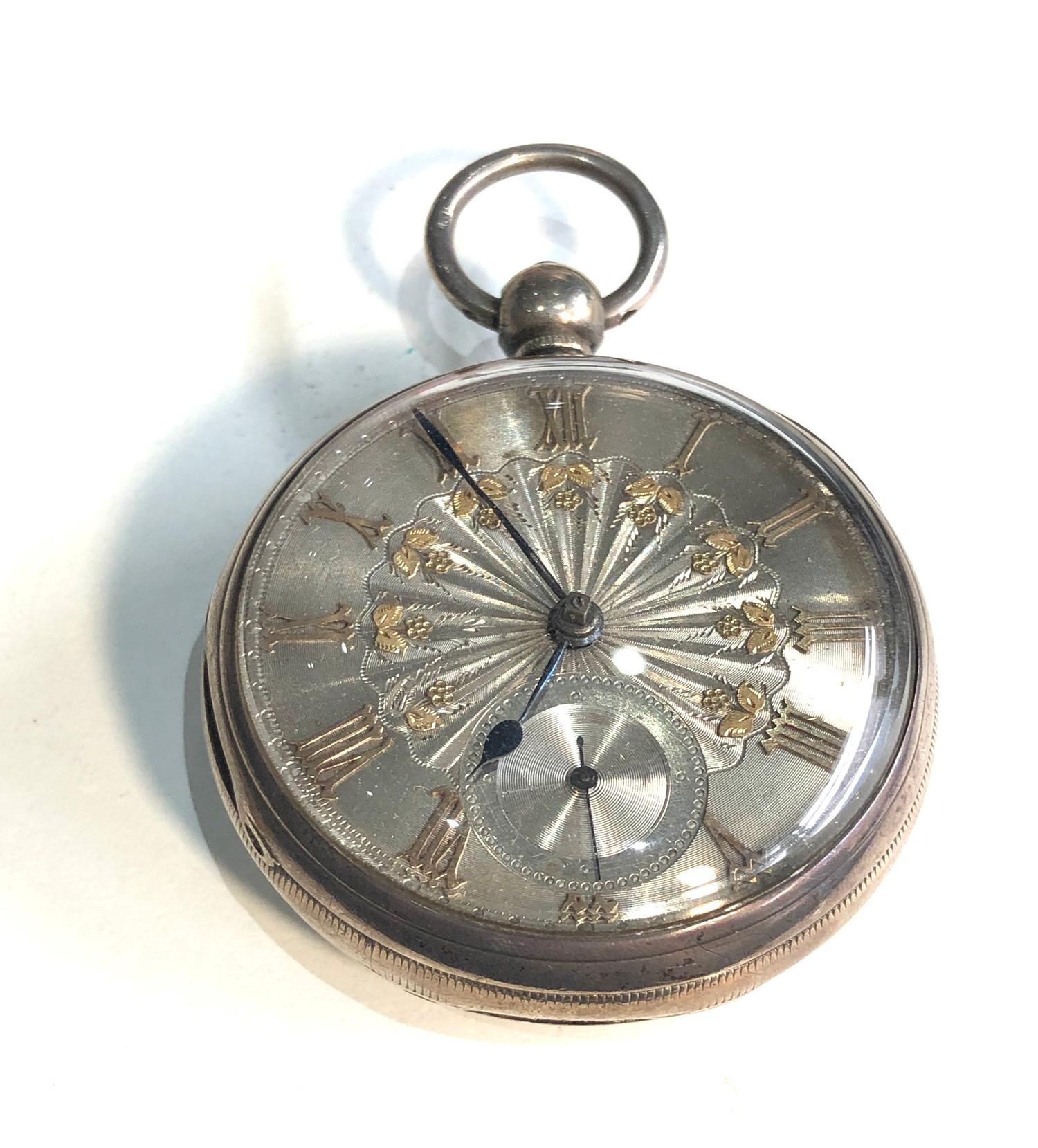 Antique silver dial fusee pocket watch working order but no warranty given