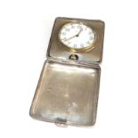 Antique silver cased 8 day travel watch / clock birmingham silver hallmarks