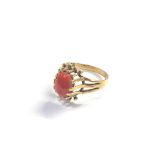 14ct gold coral ring weight 3g