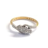 Antique 18ct gold & platinum diamond trilogy ring weight 2.6g