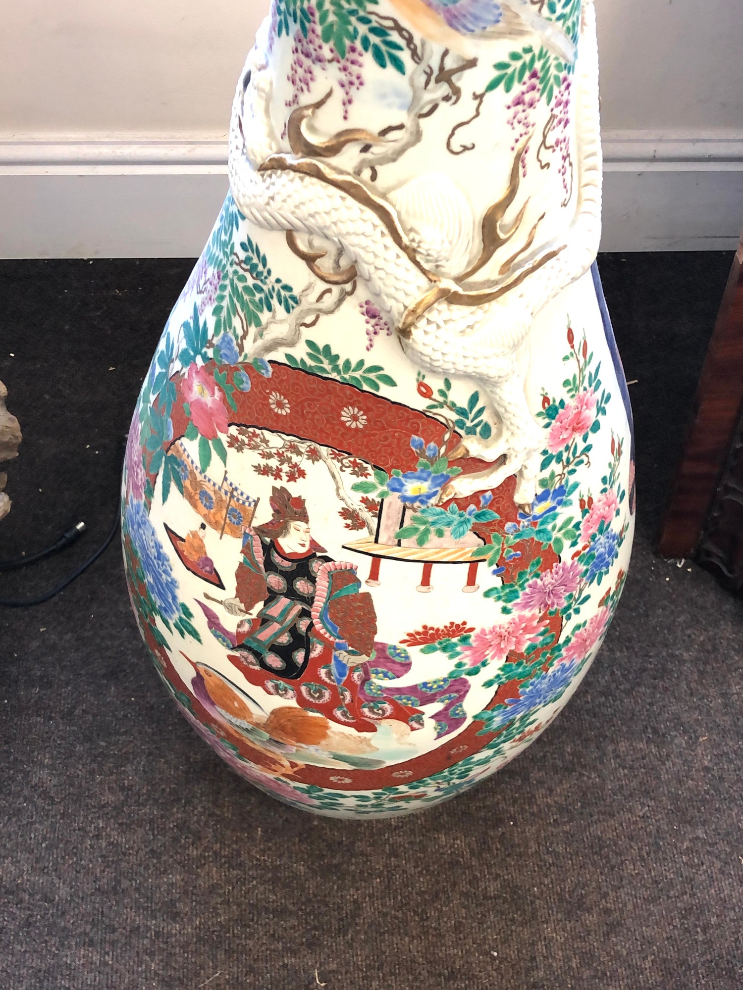 20th Century Tall Japanese Imari Hand Painted Porcelain Vase measures approx 42ins tall damage as - Image 6 of 6